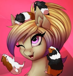 Size: 1024x1067 | Tagged: safe, artist:lightly-san, imported from derpibooru, oc, oc:black dawn, pegasus, pony, biting, cute, ear bite, falling, guinea pig, ocbetes, one eye closed, profile picture, solo