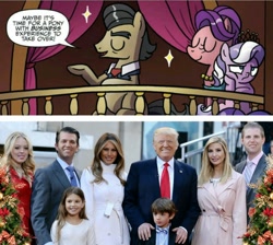 Size: 898x806 | Tagged: safe, edit, idw, imported from derpibooru, diamond tiara, filthy rich, spoiled rich, spoiler:comic46, comparison, donald trump, melania trump