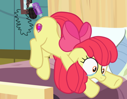 Size: 1708x1334 | Tagged: safe, artist:gmaplay, imported from derpibooru, apple bloom, earth pony, pony, bloom butt, butt, crying, flank, injection, literal butthurt, magic, misleading thumbnail, older, older apple bloom, pain, solo, syringe, tears of pain, teary eyes, telekinesis, vacation, vaccination