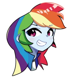 Size: 840x933 | Tagged: safe, artist:kindakismet, imported from derpibooru, rainbow dash, equestria girls, blushing, bust, female, portrait, simple background, smiling, solo, white background