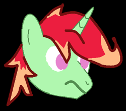Size: 407x358 | Tagged: safe, artist:donin, derpibooru exclusive, imported from derpibooru, oc, oc only, oc:jonin, pony, unicorn, black background, head only, horn, male, simple background, solo, stallion, wavy mouth