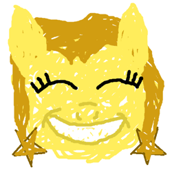 Size: 444x444 | Tagged: safe, artist:donin, derpibooru exclusive, imported from derpibooru, oc, oc only, oc:golden star, earth pony, pony, 1000 hours in ms paint, bust, eyes closed, female, grin, mare, portrait, simple background, smiling, solo, white background