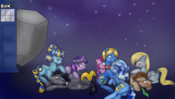 Size: 1366x768 | Tagged: safe, artist:jitterbugjive, imported from derpibooru, derpy hooves, doctor whooves, minuette, perfect pace, pinkie pie, time turner, tom, twilight sparkle, oc, oc:ananta, earth pony, pegasus, pony, unicorn, ask discorded whooves, ask miss twilight sparkle, ask the master, lovestruck derpy, antagonist, crossover, crying, discord whooves, doctor who, doctorderpy, doctwi, female, male, masterpie, pinkamena diane pie, race swap, rock, self ponidox, shipping, stars, straight, the doctor, the master, timelord ponidox, unicorn twilight