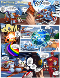 Size: 1000x1294 | Tagged: safe, artist:nauyaco, imported from derpibooru, rainbow dash, dolphin, earth pony, hedgehog, human, pony, bashing, captured, chains, clothes, comic, dc comics, desert, destruction, digital art, earth, egypt, escape, explosion, fail, ocean, onomatopoeia, paris, prison, prison outfit, prisoner rd, running, sonic the hedgehog, sonic the hedgehog (series), sound effects, speech bubble, spread wings, teeth, text, the flash, this will end in jail time, this will end in prison breakout, wall, wings