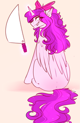 Size: 1545x2355 | Tagged: safe, artist:1fresita, artist:krissstudios, imported from derpibooru, oc, oc only, alicorn, pony, female, magic, mare, meat cleaver, solo