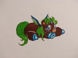 Size: 4160x3120 | Tagged: safe, artist:munstafoal, imported from derpibooru, oc, oc only, alicorn, fluffy pony, pony, alicorn oc, fluffy, foal, horn, solo, traditional art, wings