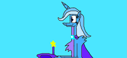 Size: 903x420 | Tagged: safe, artist:devon13168, imported from derpibooru, trixie, pony, unicorn, 1000 hours in ms paint, cape, clothes, hat, horn, trixie's cape, trixie's hat