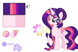 Size: 1835x1244 | Tagged: safe, artist:firegalaxysparkle, imported from derpibooru, oc, oc only, oc:neutron star, alicorn, pony, female, magical lesbian spawn, mare, offspring, parent:princess celestia, parent:twilight sparkle, parents:twilestia, reference sheet, simple background, solo, transparent background