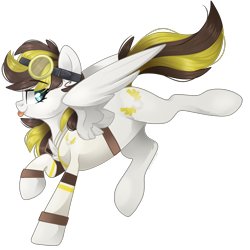 Size: 2048x2048 | Tagged: safe, artist:cinnamontee, imported from derpibooru, oc, oc only, oc:ruffian, pegasus, pony, clothes, female, goggles, mare, shirt, simple background, solo, transparent background