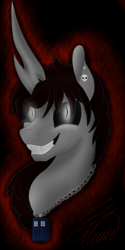 Size: 2000x4000 | Tagged: safe, artist:crystalcontemplator, imported from derpibooru, oc, oc only, pony, unicorn, black sclera, bust, horn, smiling, unicorn oc