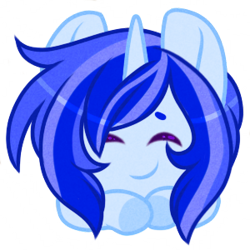 Size: 300x300 | Tagged: safe, artist:silentwolf-oficial, imported from derpibooru, oc, oc only, oc:silent wolf, pony, unicorn, eyes closed, horn, simple background, smiling, solo, transparent background, unicorn oc