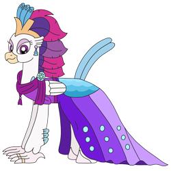 Size: 2447x2448 | Tagged: safe, artist:supahdonarudo, imported from derpibooru, queen novo, classical hippogriff, hippogriff, sand dollar (species), series:novoember, my little pony: the movie, clothes, dress, ear piercing, earring, gala dress, jewelry, piercing, scarf, shell, simple background, transparent background