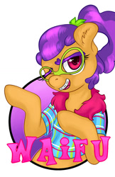 Size: 825x1275 | Tagged: safe, artist:halley-valentine, artist:hobbes-maxwell, imported from derpibooru, plaid stripes, pony, badge, female, simple background, solo, waifu, waifu badge, white background