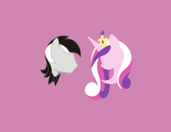 Size: 944x730 | Tagged: safe, imported from derpibooru, princess cadance, oc, pony, bust, canon x oc, duo, pointy ponies, portrait, simple background