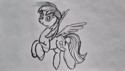 Size: 3264x1836 | Tagged: safe, artist:anonymous, rainbow dash, pegasus, pony, /mlp/, ex waifu ex machina, looking at you, smiling, solo, traditional art