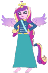 Size: 395x597 | Tagged: safe, artist:loomytyranny, imported from derpibooru, alicorn, hybrid, equestria girls, barefoot, cadence crystal, canada, crown, feet, jewelry, monarch, monarchist, png, ponytail, regalia, wings