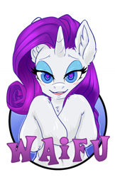 Size: 825x1275 | Tagged: safe, artist:halley-valentine, artist:hobbes-maxwell, imported from derpibooru, rarity, pony, unicorn, badge, blushing, female, heart eyes, open mouth, simple background, smiling, solo, waifu, waifu badge, white background, wingding eyes