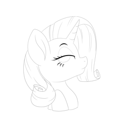 Size: 7000x7000 | Tagged: safe, artist:chedx, imported from derpibooru, rarity, pony, unicorn, absurd resolution, black and white, bust, female, grayscale, half-body, lidded eyes, lineart, looking at you, mare, monochrome, no pupils, portrait, profile, profile view, simple background, solo, white background