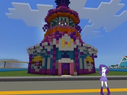 Size: 2048x1536 | Tagged: safe, artist:topsangtheman, artist:xebck, imported from derpibooru, rarity, equestria girls, carousel boutique, looking at you, minecraft, solo