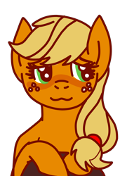 Size: 1534x2116 | Tagged: safe, artist:legendoflink, imported from derpibooru, applejack, pony, blushing, cute, freckles, hat, jackabetes, looking away, simple background, solo, transparent background