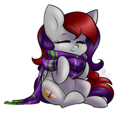 Size: 670x616 | Tagged: safe, imported from derpibooru, oc, oc only, oc:evening prose, pegasus, pony, chibi, clothes, eyes closed, female, freckles, mare, scarf, simple background, solo, transparent background