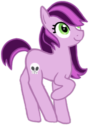 Size: 749x1040 | Tagged: safe, artist:catachromatic, derpibooru exclusive, imported from derpibooru, earth pony, pony, background pony, female, g4, g4.5 to g4, green eyes, lilith, lilith (character), mare, simple background, skull cutie mark, solo, transparent background