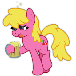 Size: 2200x2200 | Tagged: safe, artist:ponkus, imported from derpibooru, cherry berry, earth pony, pony, the super speedy cider squeezy 6000, cup, drink, drinking, drunk, female, i can't get the taste of my tongue, mare, mug, simple background, solo, transparent background