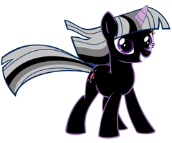 Size: 4000x3333 | Tagged: safe, artist:arteom, imported from derpibooru, twilight sparkle, oc, oc only, oc:darklight sparkle, pony, unicorn, cutie mark, dark, dark pony, female, grin, inkscape, looking at you, mare, recolor, simple background, smiling, solo, unicorn twilight, vector, white background, windswept mane