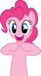 Size: 1795x3342 | Tagged: safe, artist:quasdar, imported from derpibooru, pinkie pie, earth pony, pony, secret of my excess, female, hooves to the chest, mare, open mouth, simple background, solo, transparent background, vector