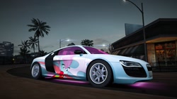 Size: 1366x768 | Tagged: safe, imported from derpibooru, soigne folio, pony, audi, audi r8, audi rs8, car, city, female, game, game screencap, mare, need for speed, need for speed world, solo, underglow