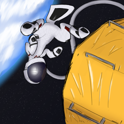 Size: 3816x3816 | Tagged: safe, artist:czu, imported from derpibooru, thunderlane, astronaut, helmet, planet, space, space ship, spacesuit, spread legs, spreading, stars