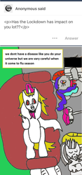 Size: 640x1366 | Tagged: safe, artist:ask-luciavampire, imported from derpibooru, oc, pony, unicorn, vampire, vampony, zebra, ask, ask ponys gamer club, ask-ponys-gamer-club, tumblr