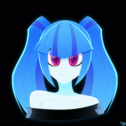 Size: 2500x2500 | Tagged: safe, alternate version, artist:xan-gelx, imported from derpibooru, sonata dusk, equestria girls, alternate hairstyle, bare shoulders, black background, pigtails, simple background, twintails