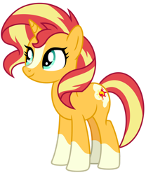 Size: 1024x1229 | Tagged: safe, alternate version, artist:emeraldblast63, imported from derpibooru, sunset shimmer, pony, unicorn, alternate design, alternate universe, blaze (coat marking), coat markings, cute, facial markings, shimmerbetes, simple background, socks (coat marking), socks (coat markings), solo, transparent background