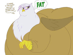 Size: 1024x768 | Tagged: safe, artist:jamesawilliams1996, artist:princebluemoon3, color edit, edit, imported from derpibooru, gilda, griffon, belly, big belly, bingo wings, butt, chubby cheeks, colored, fat, female, gildough, huge belly, huge butt, impossibly large belly, impossibly large butt, large butt, morbidly obese, obese, simple background, solo, solo female, transparent background, weight gain