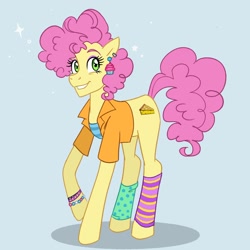 Size: 1080x1080 | Tagged: safe, artist:smol_andriusha, imported from derpibooru, li'l cheese, earth pony, pony, the last problem, clothes, ear piercing, eyelashes, leg warmers, older li'l cheese, piercing, smiling