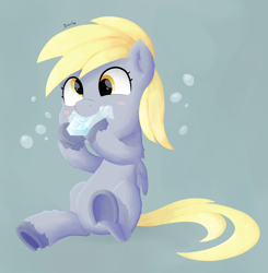 Size: 2250x2300 | Tagged: safe, artist:biocrine, imported from derpibooru, derpy hooves, pegasus, pony, cute, derpabetes, eating, female, mare, soap, soapone, solo