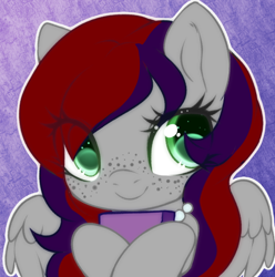 Size: 500x504 | Tagged: safe, imported from derpibooru, oc, oc only, oc:evening prose, pegasus, pony, female, freckles, jewelry, mare, necklace, pearl necklace, solo