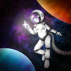 Size: 4096x4096 | Tagged: safe, artist:jamlotte1, imported from derpibooru, oc, oc:cosmic star, human, equestria girls, astronaut, ethereal mane, galaxy mane, humanized, space, spacesuit