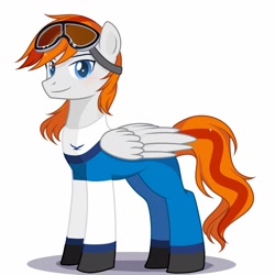 Size: 1024x1024 | Tagged: safe, artist:xuanmaru, imported from derpibooru, oc, oc only, oc:felix gulfstream, pegasus, pony, clothes, commission, flight suit, goggles, male, simple background, solo, stallion, white background