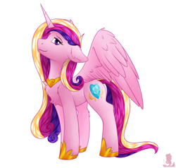 Size: 2402x2287 | Tagged: safe, artist:monsoonvisionz, imported from derpibooru, princess cadance, alicorn, pony, chest fluff, concave belly, ear fluff, female, leg fluff, long mane, long tail, mare, simple background, slim, solo, tail, thin, white background, wing fluff, wings