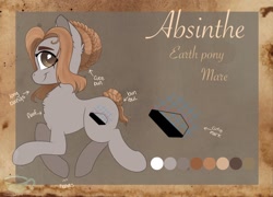 Size: 2048x1475 | Tagged: safe, artist:anxioussartist, imported from derpibooru, oc, oc only, oc:absinthe hyacinthum, earth pony, pony, reference sheet, solo