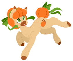 Size: 1280x1069 | Tagged: safe, artist:mscolorsplash, imported from derpibooru, oc, oc only, oc:pumpkin spice, oc:pumpkin spice (mscolorsplash), earth pony, pony, body freckles, bow, colored pupils, female, freckles, hair ribbon, lineless, mare, simple background, solo, tail bow, transparent background