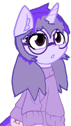 Size: 463x816 | Tagged: safe, artist:mellow91, imported from derpibooru, oc, oc only, oc:glass sight, pony, unicorn, clothes, cute, female, glasses, mare, ocbetes, simple background, solo, sweater, transparent background