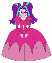 Size: 1521x1831 | Tagged: safe, artist:rarity525, imported from derpibooru, aria blaze, equestria girls, clothes, dress, gown, pigtails, simple background, solo, transparent background, twintails, victorian dress