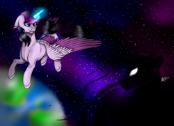 Size: 978x707 | Tagged: safe, artist:katarikat, imported from derpibooru, oc, oc:cosmic star, alicorn, space