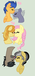 Size: 1202x2578 | Tagged: safe, artist:dawnthebarrel, imported from derpibooru, braeburn, daring do, doctor caballeron, flash sentry, fluttershy, limestone pie, braeshy, daballeron, female, limesentry, male, shipping, straight