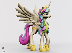 Size: 1938x1440 | Tagged: safe, artist:teonanakatle, imported from derpibooru, princess celestia, pony, 3d, solo
