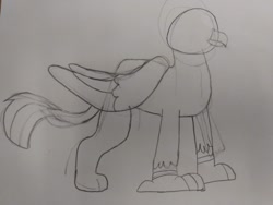 Size: 1280x960 | Tagged: safe, artist:thegamerpainter, imported from ponybooru, griffon, beta, drawing, faceless male, male, no face, offscreen character, sketch, solo, unnamed character, unnamed griffon