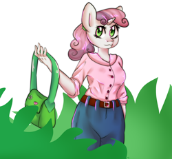 Size: 3247x3000 | Tagged: safe, artist:0blackster, imported from derpibooru, sweetie belle, anthro, unicorn, bag